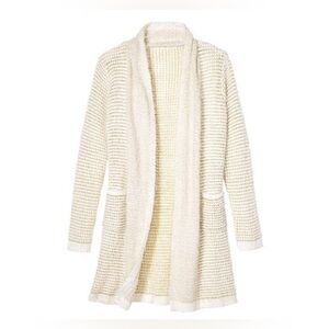 Avon Eyelash Duster cream gold cardigan